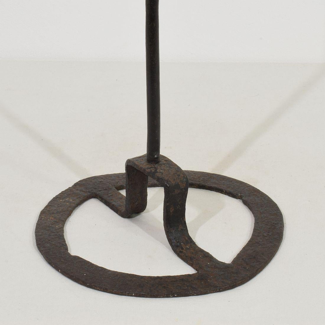 French 18th Century Hand Forged Iron Candleholder For Sale 7