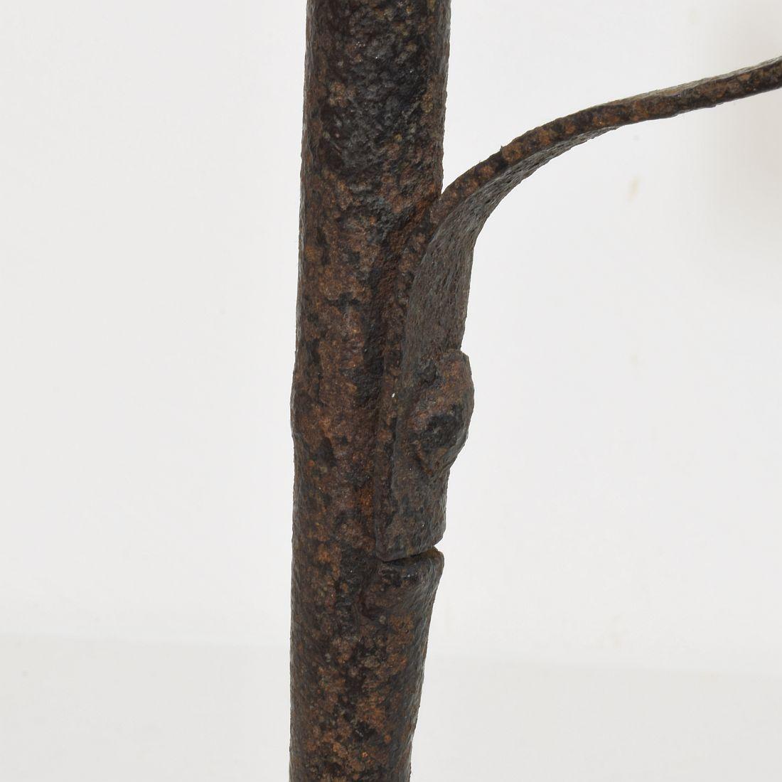 French 18th Century Hand Forged Iron Candleholder For Sale 8