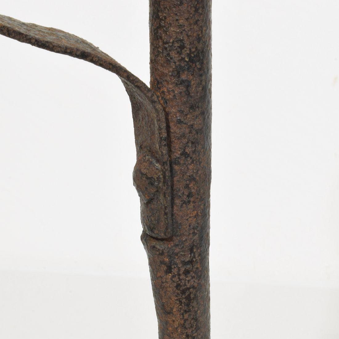 French 18th Century Hand Forged Iron Candleholder For Sale 9
