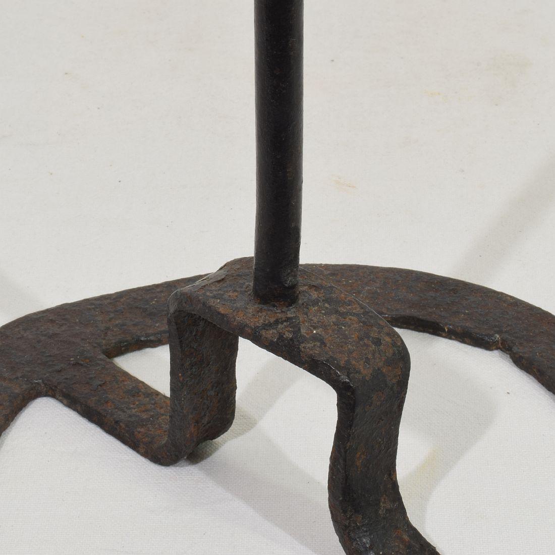 French 18th Century Hand Forged Iron Candleholder For Sale 10