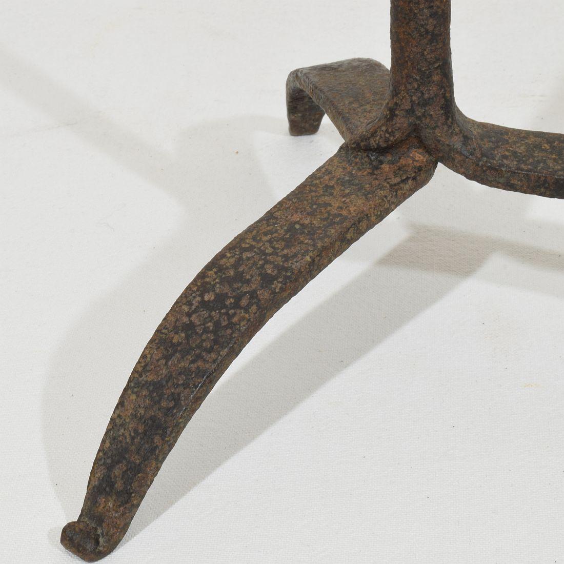 French 18th Century Hand Forged Iron Candleholder For Sale 11