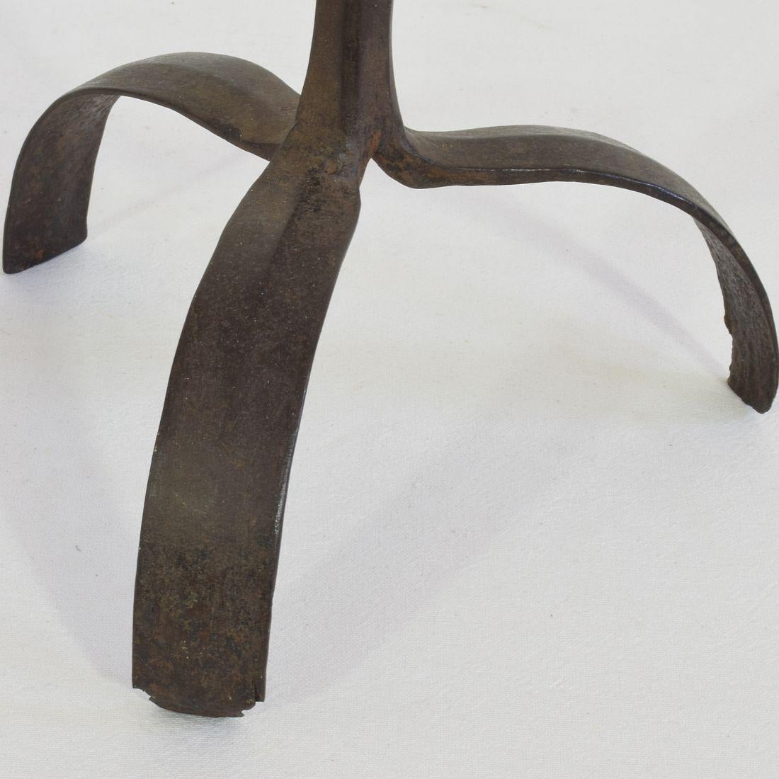 French 18th Century Hand Forged Iron Candleholder 11