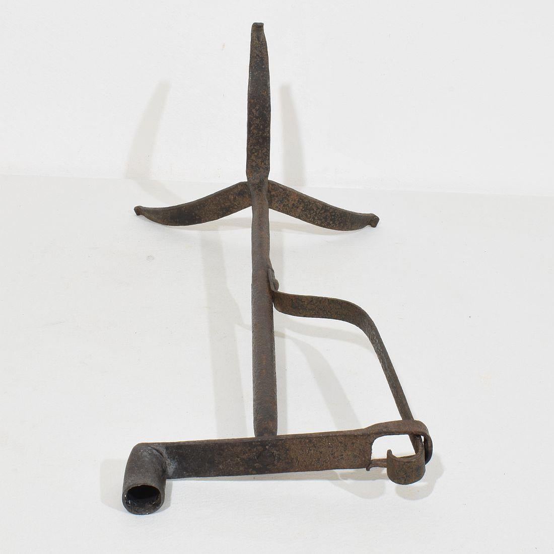 French 18th Century Hand Forged Iron Candleholder For Sale 12