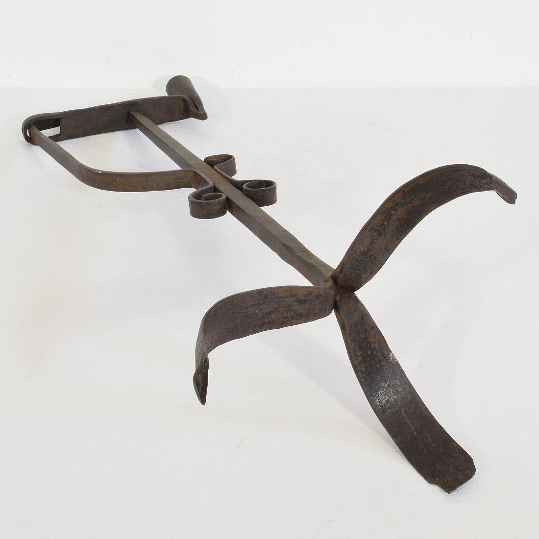French 18th Century Hand Forged Iron Candleholder 13