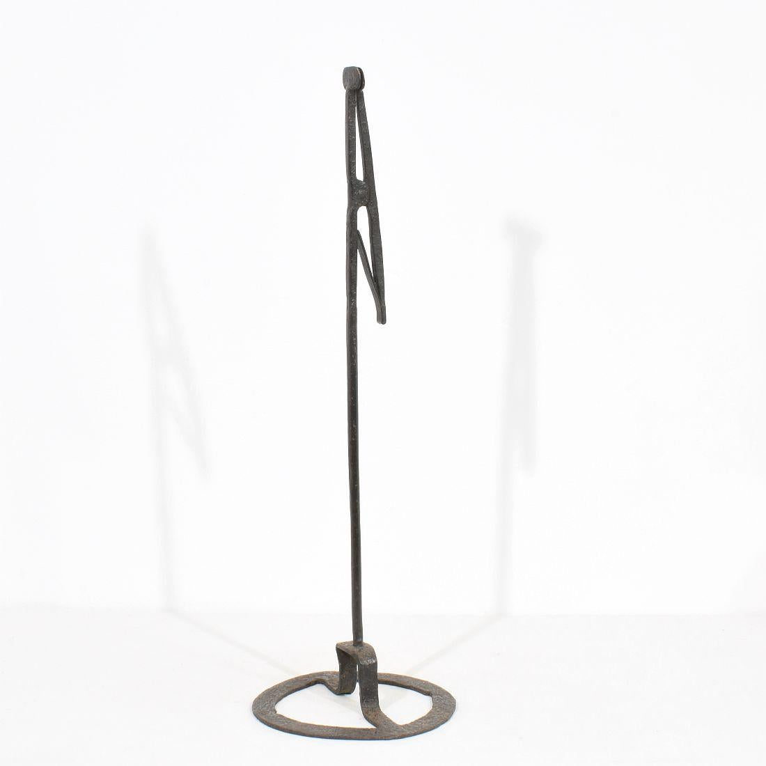 18th Century and Earlier French 18th Century Hand Forged Iron Candleholder For Sale
