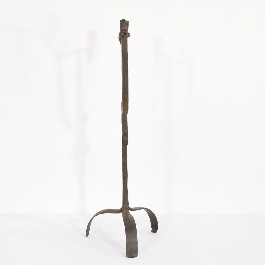 French 18th Century Hand Forged Iron Candleholder 1