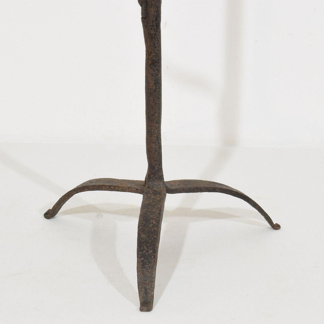 French 18th Century Hand Forged Iron Candleholder For Sale 2