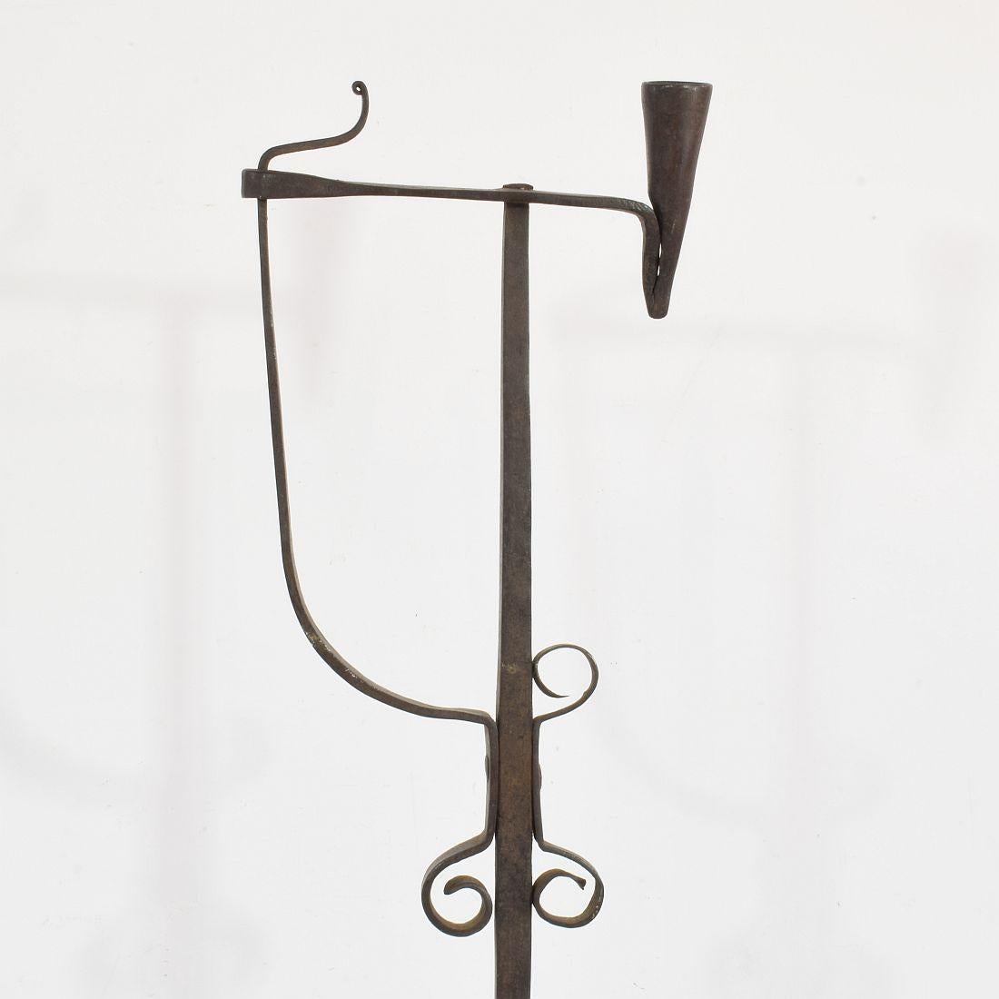 French 18th Century Hand Forged Iron Candleholder 2