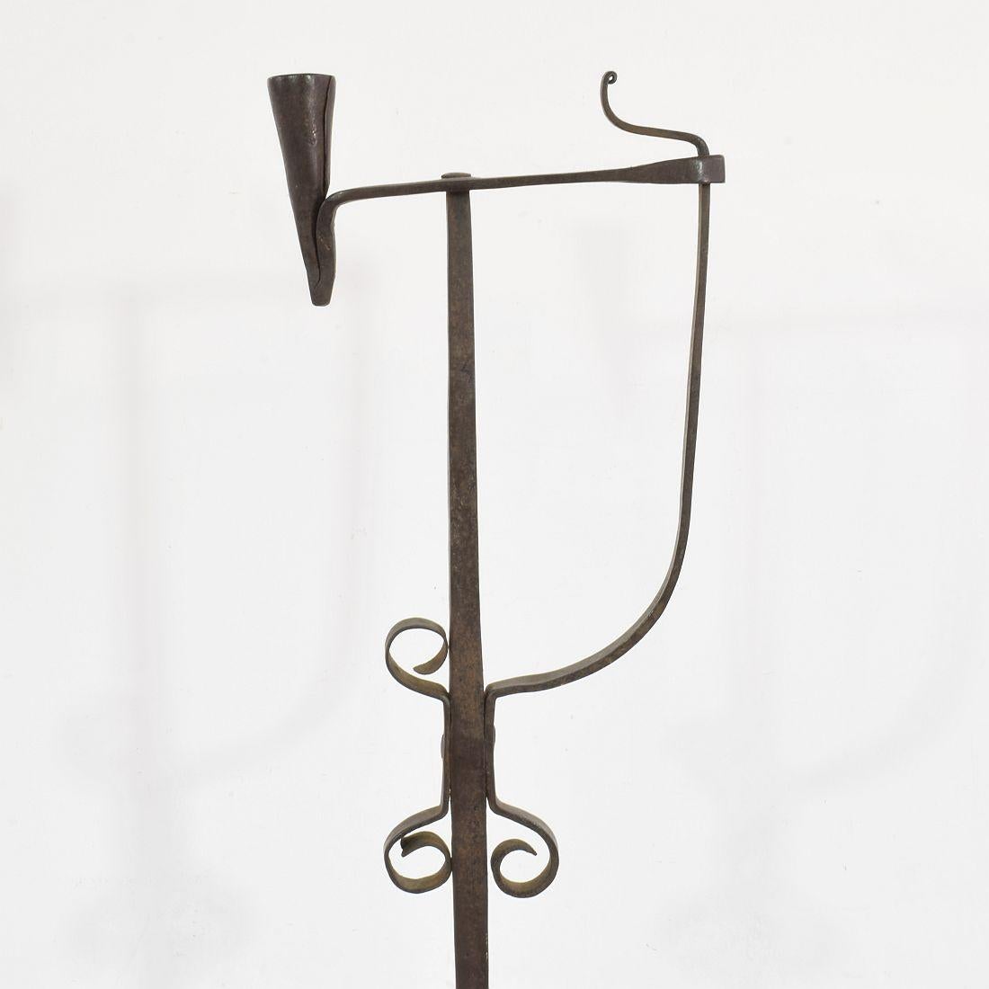 French 18th Century Hand Forged Iron Candleholder 3