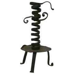 French 18th Century Hand-Forged Iron Candleholder