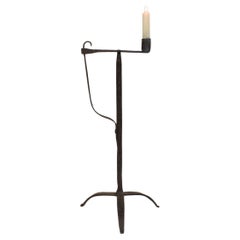 Used French 18th Century Hand Forged Iron Candleholder