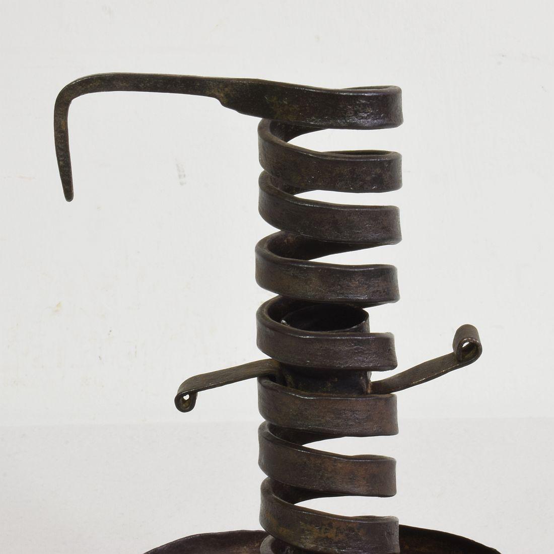 French, 18th Century, Hand Forged Iron Rat De Cave Candleholder 4