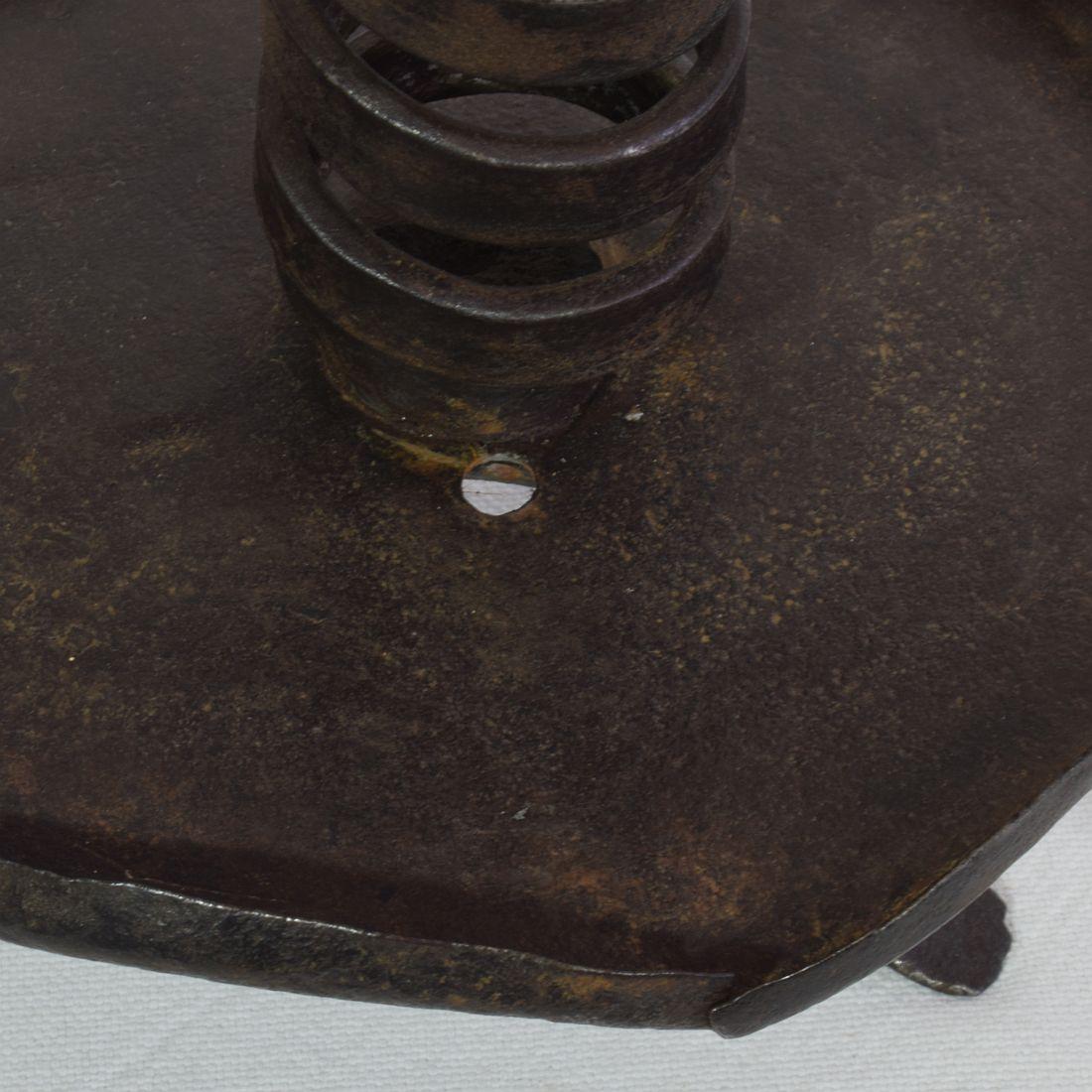 French, 18th Century, Hand Forged Iron Rat De Cave Candleholder 6