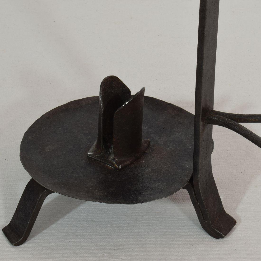 French 18th Century Hand Forged Iron Rat De Cave Candleholder 8