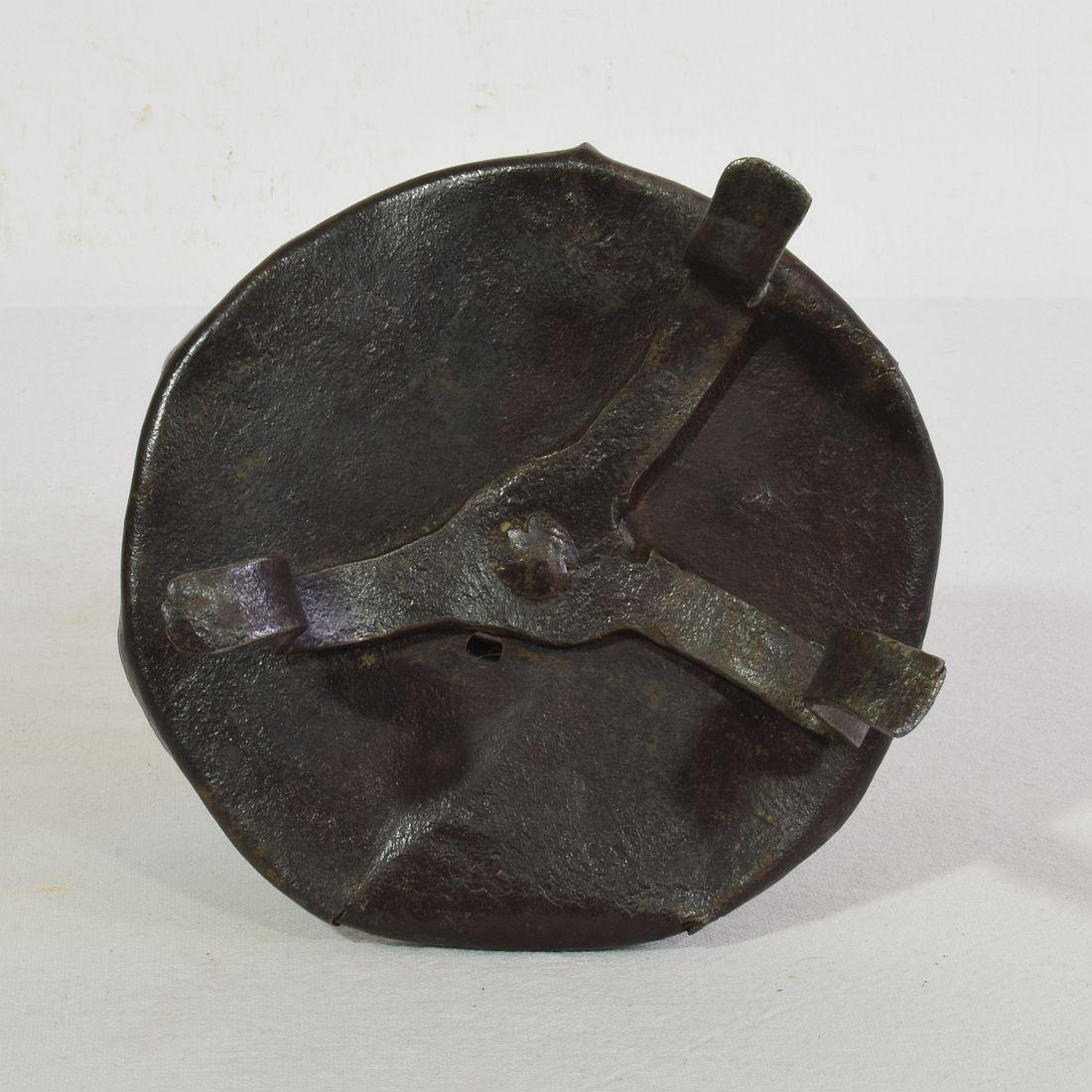 French, 18th Century, Hand Forged Iron Rat De Cave Candleholder 8