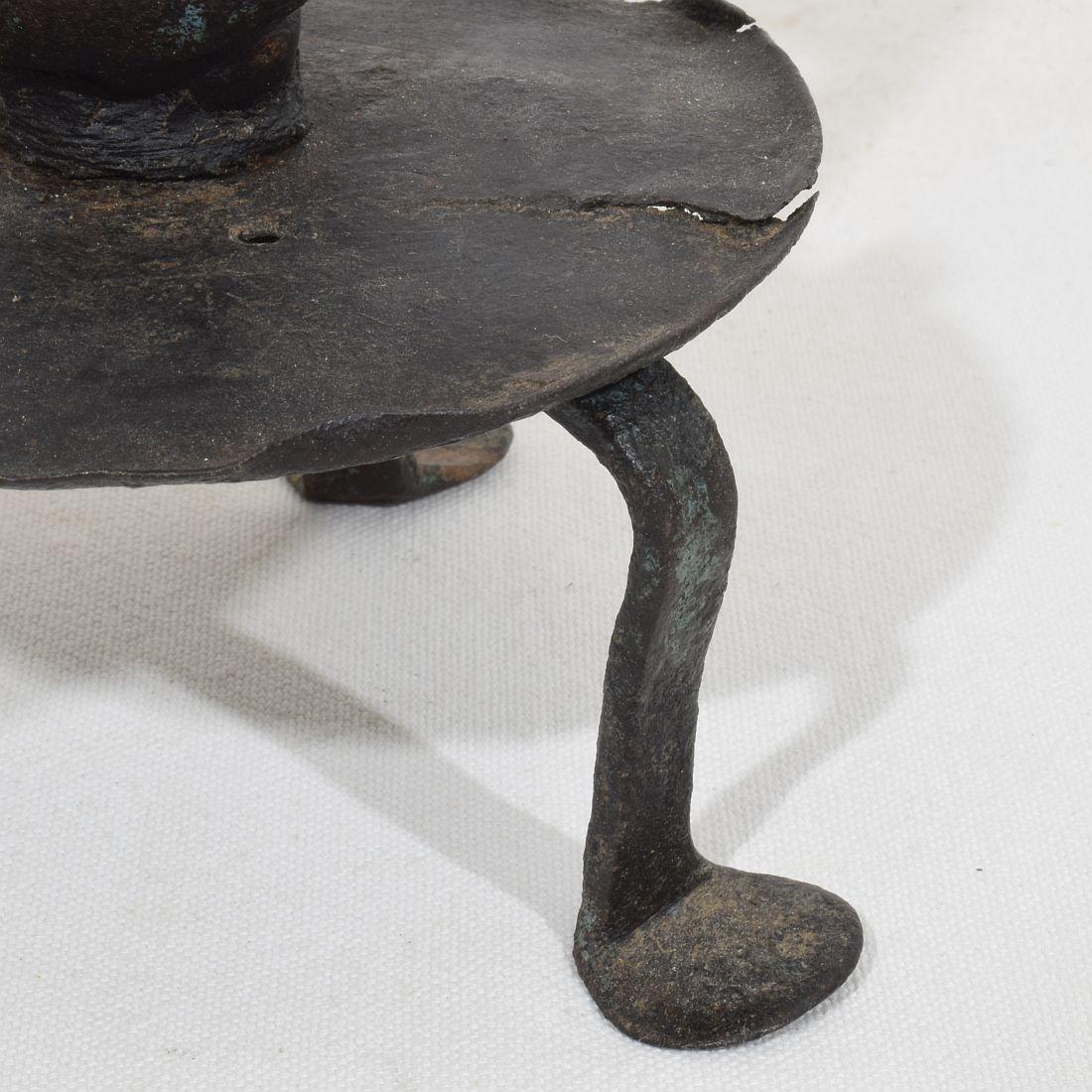 French, 18th Century, Hand Forged Iron Rat De Cave Candleholder For Sale 11
