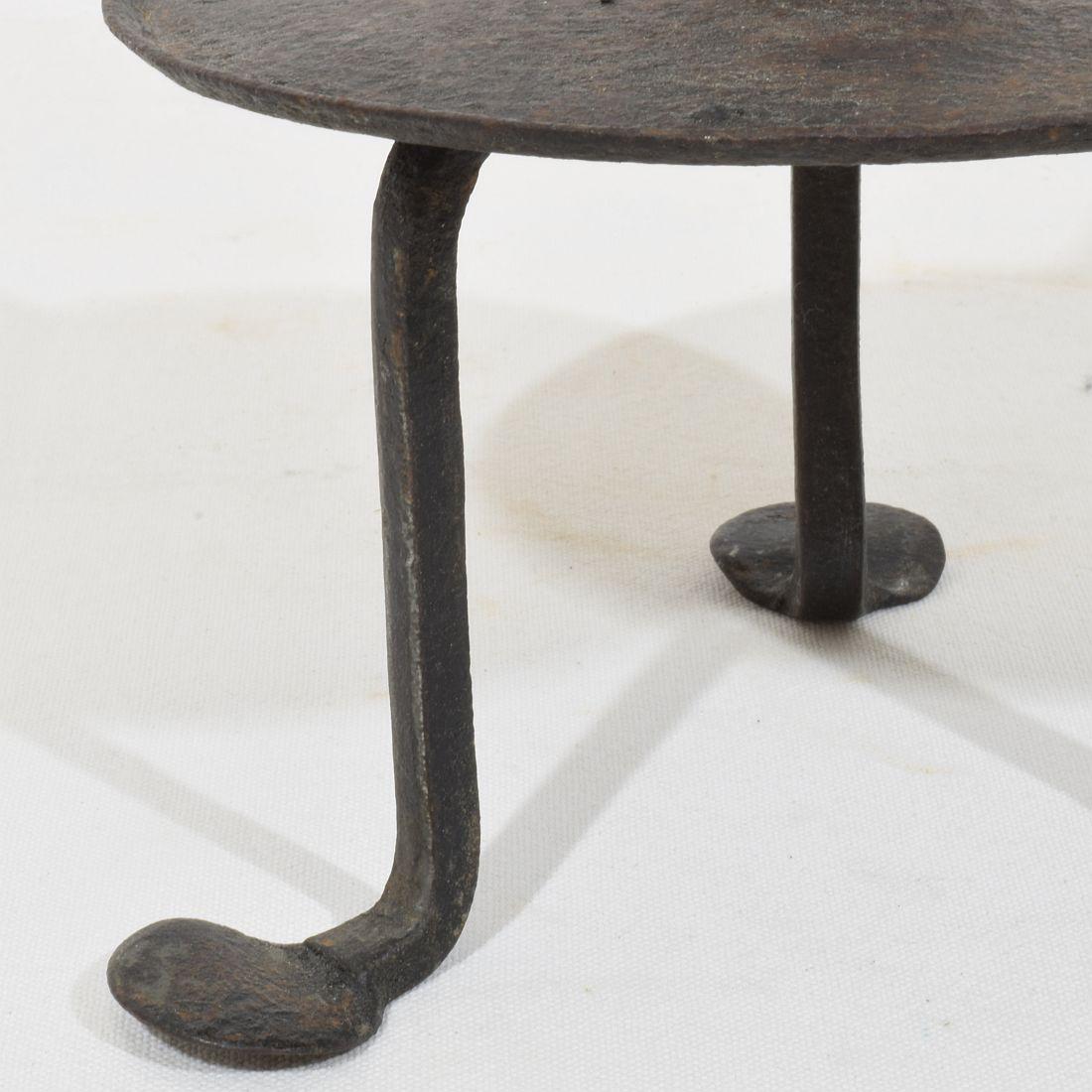 French, 18th Century, Hand Forged Iron Rat De Cave Candleholder For Sale 12