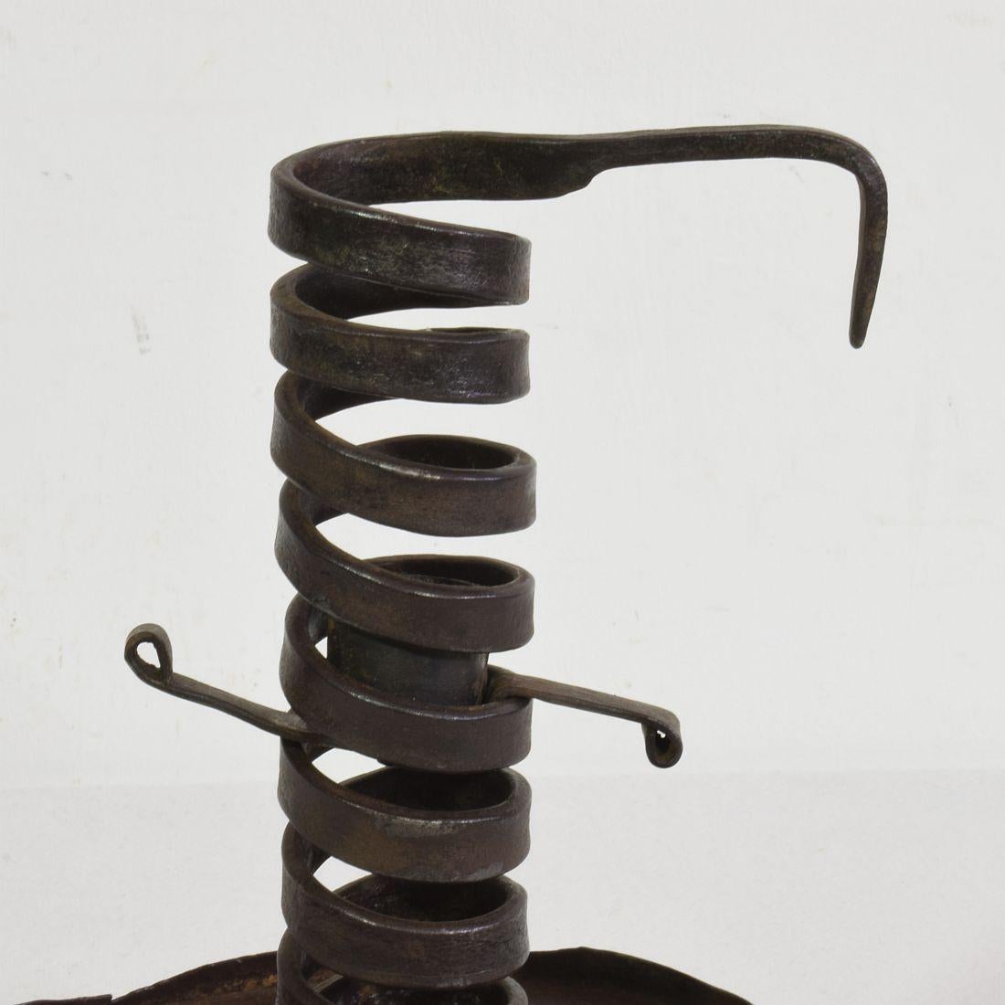 French, 18th Century, Hand Forged Iron Rat De Cave Candleholder 3