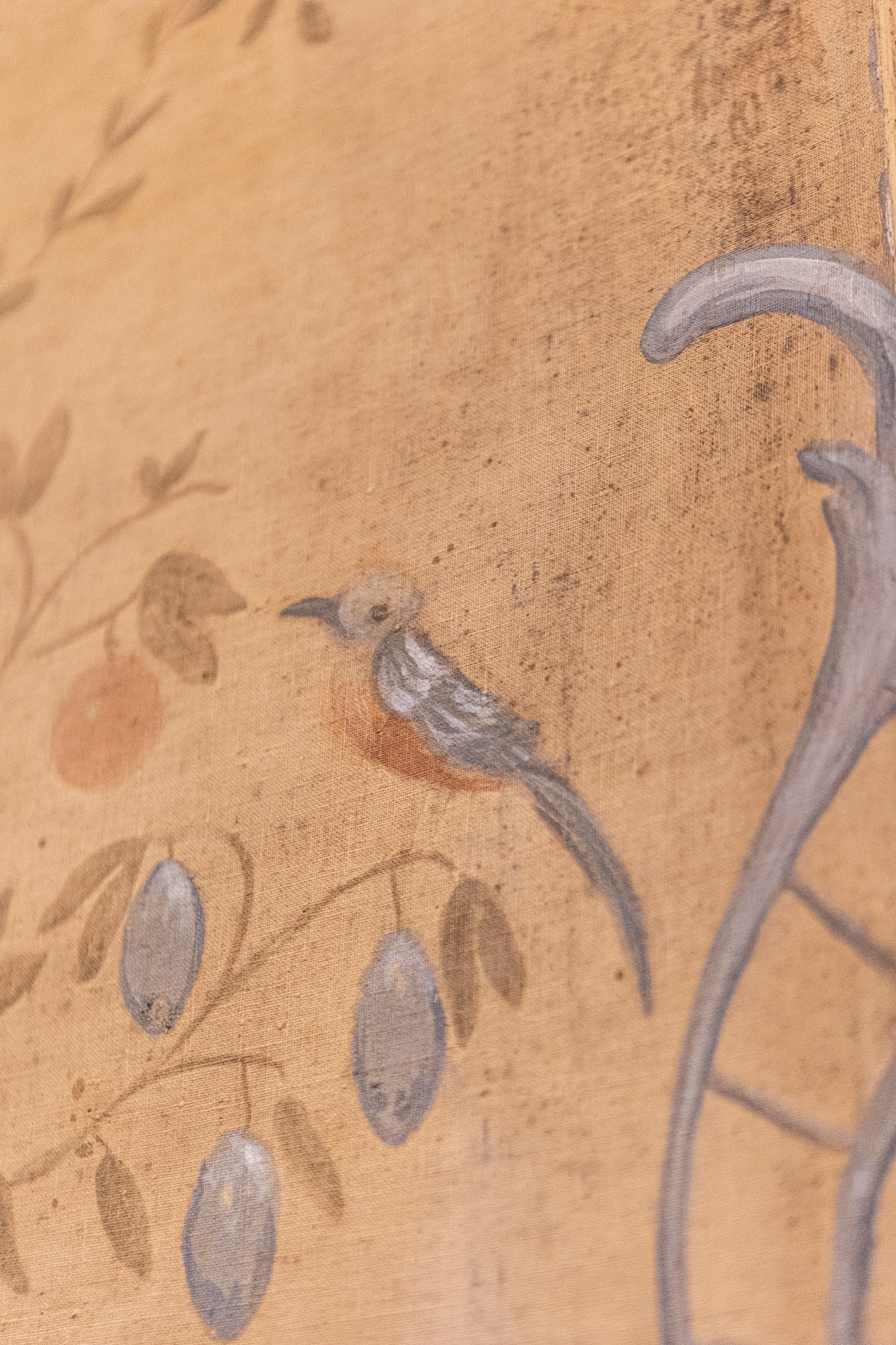 Französische handbemalte pastorale Tafeln mit Obstvasen und Vögeln aus dem 18. Jahrhundert im Angebot 4
