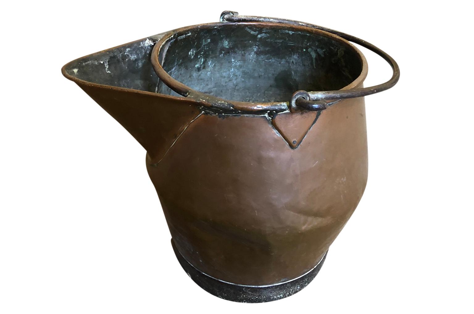 A very charming French large scale copper pitcher. A terrific kitchen island oraccessory.