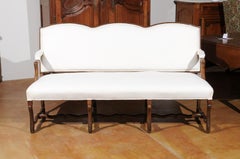 French 18th Century Louis XIII Style Upholstered Canapé with Os de Mouton Base