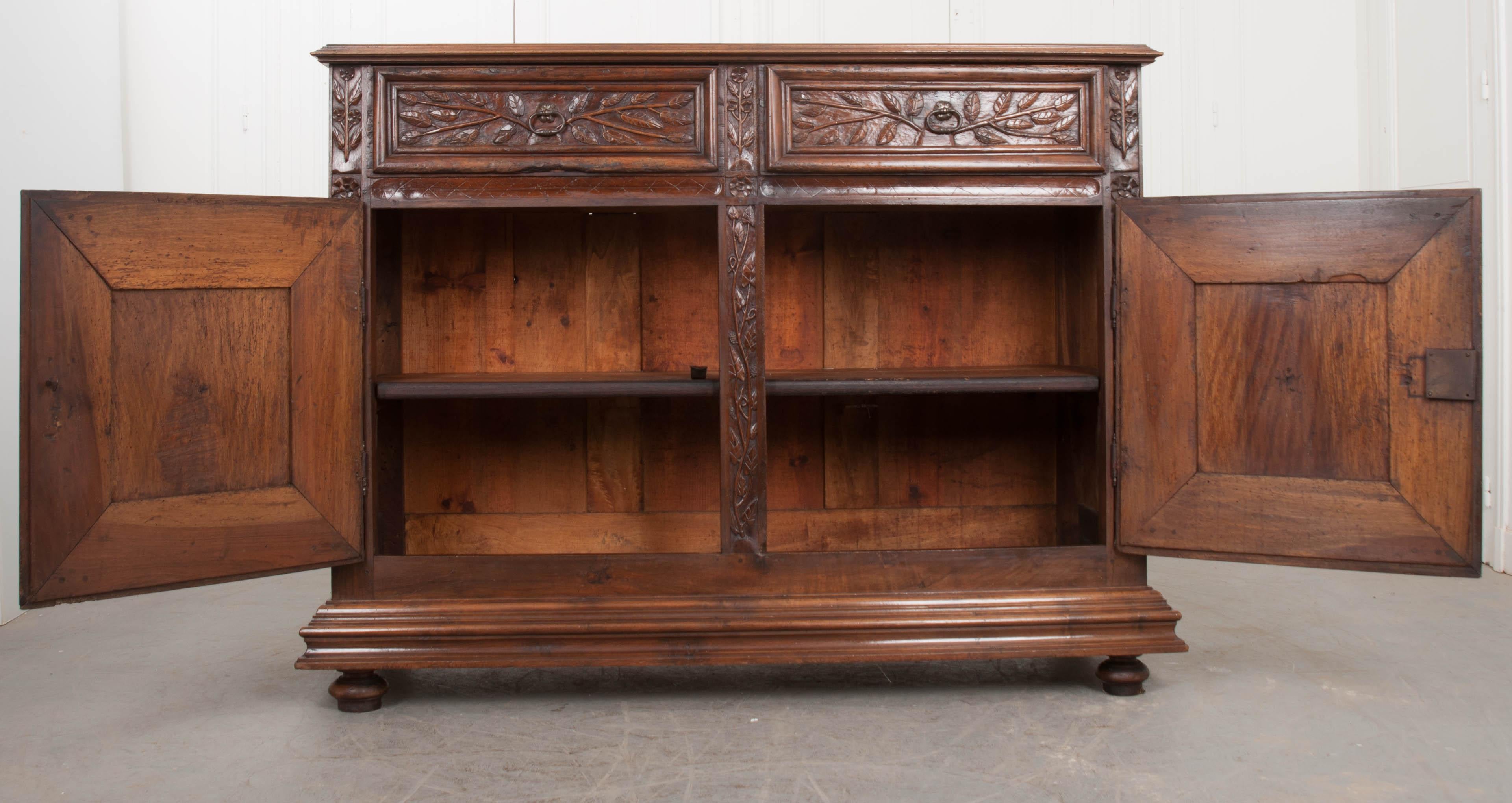 Hand-Carved French 18th Century Louis XIII-Style Walnut Buffet