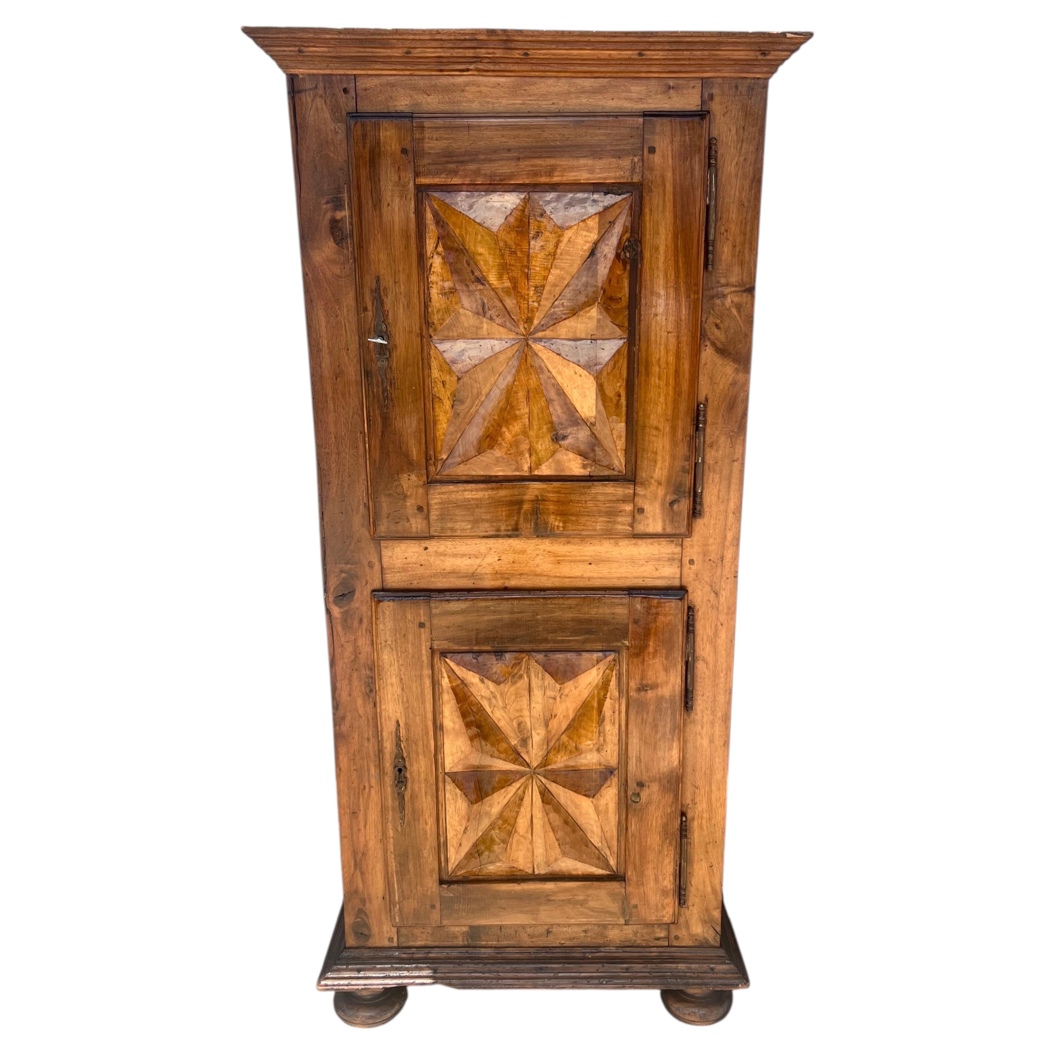 French 18th Century Louis XIII Walnut "Diamond Shape" Cabinet For Sale
