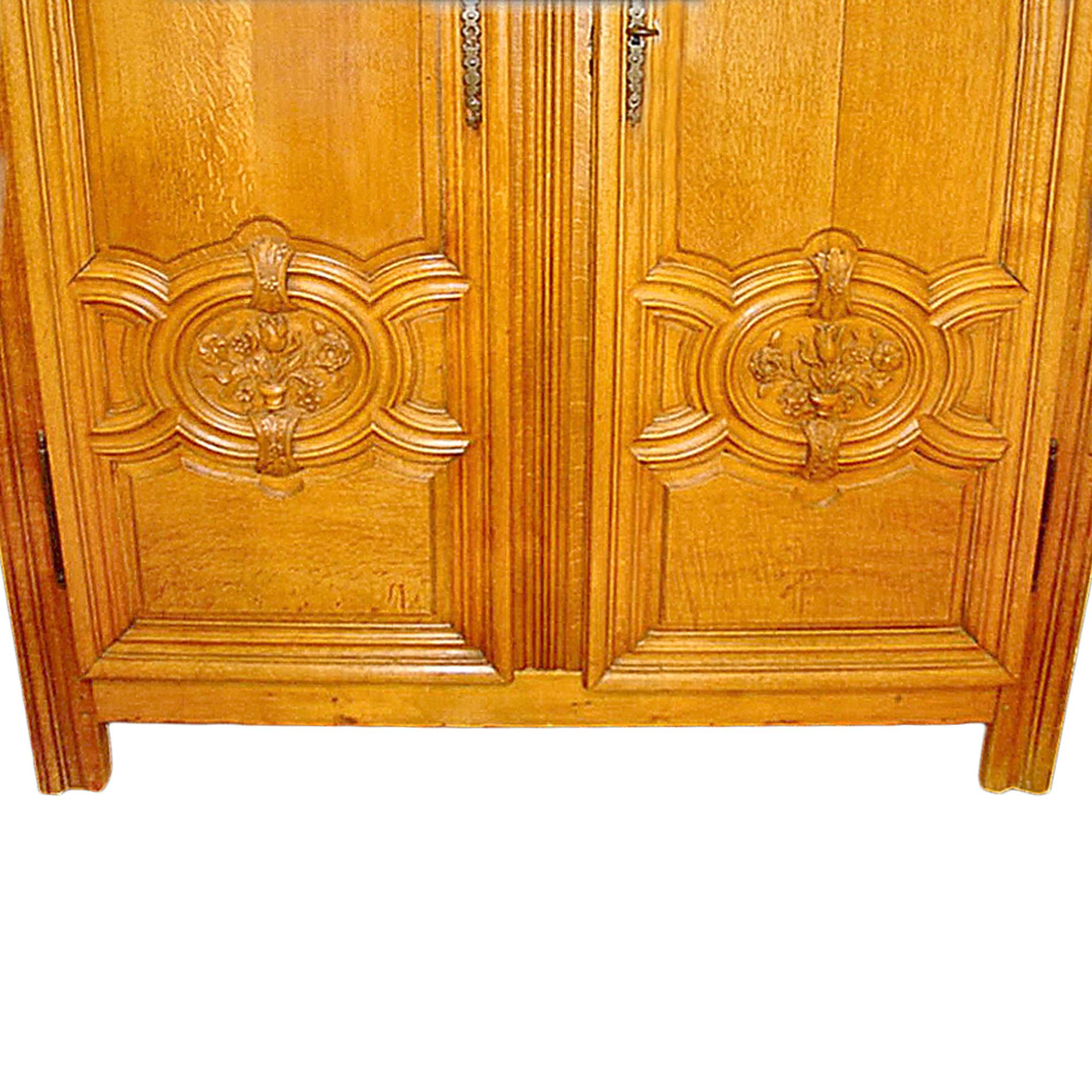 18th Century and Earlier French 18th Century Louis XIV Period Two Door Oak Armoire For Sale