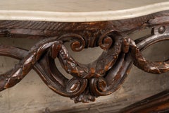 French 18th Century Louis XV Carved Walnut Marble Top Console