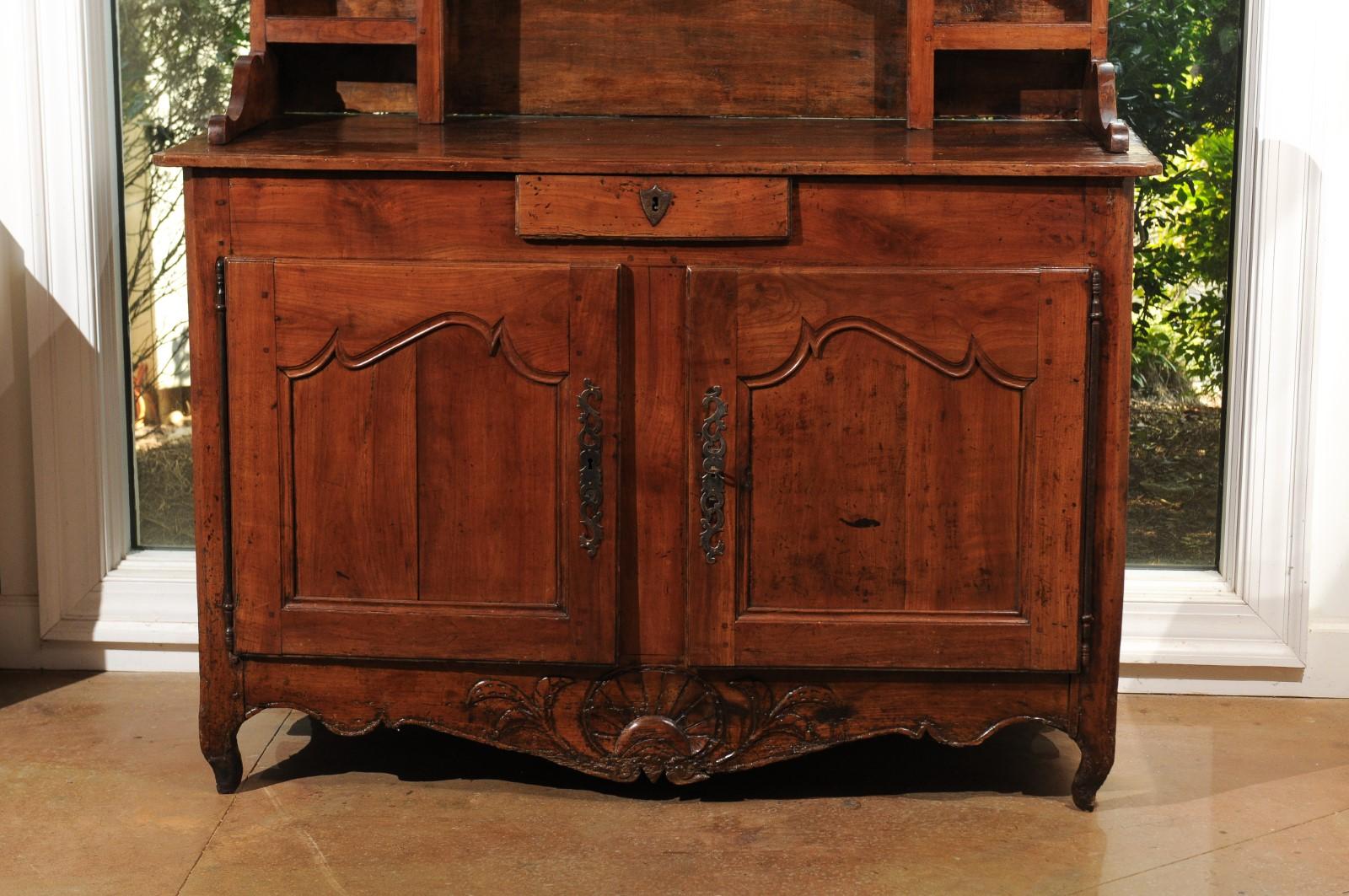 18th Century and Earlier French 18th Century Louis XV Cherry Vaisselier from Limoges with Molded Doors