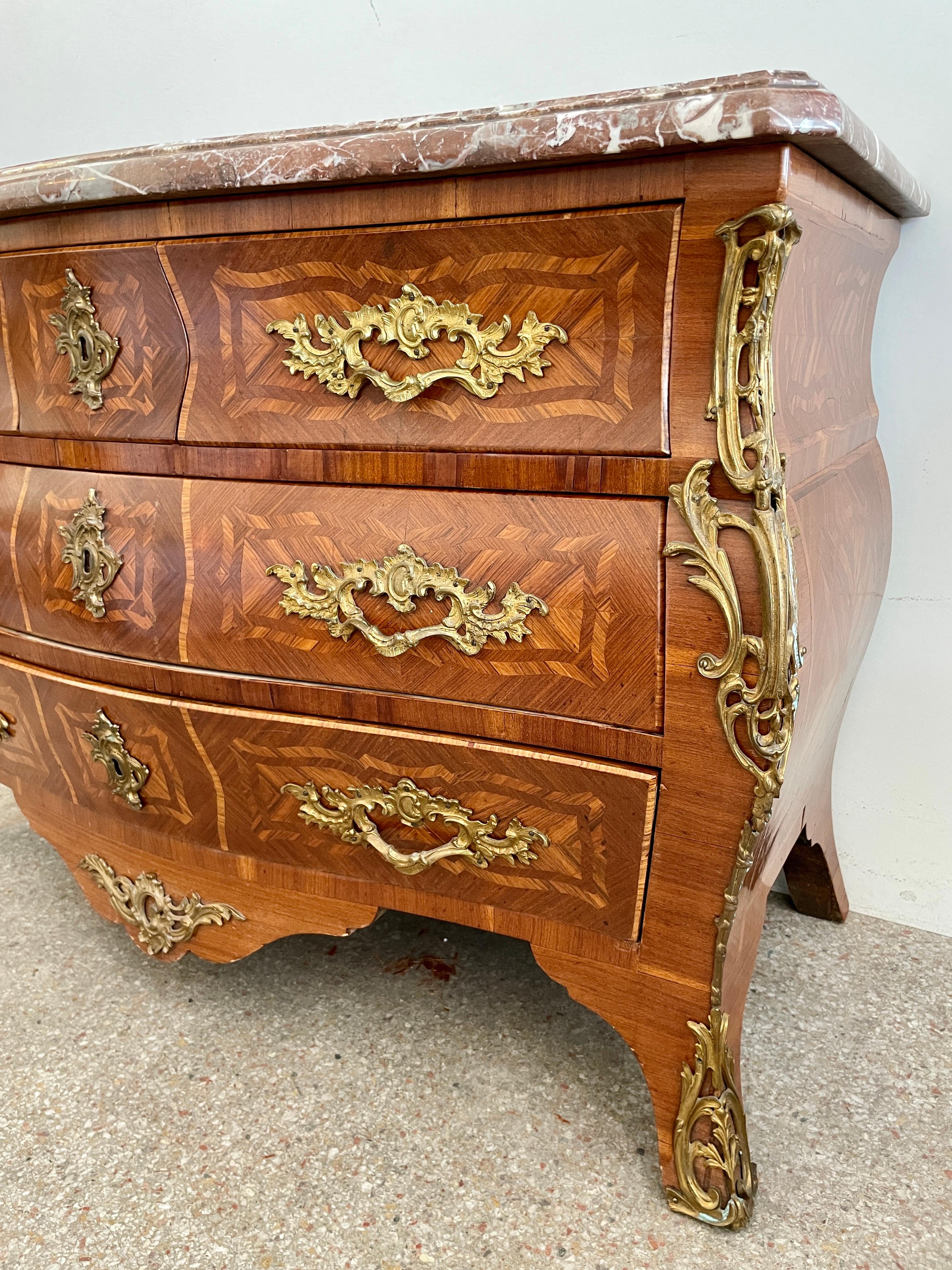French 18th Century Louis XV Commode with Marble Top Signed For Sale 2