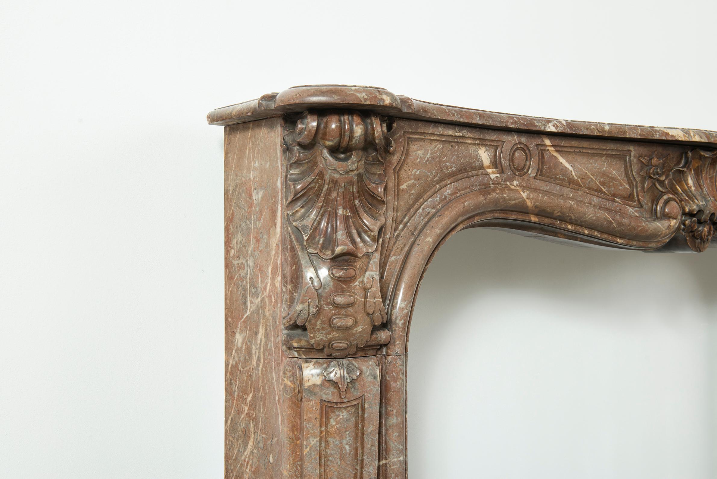18th Century and Earlier French 18th Century Louis XV Fireplace Mantel For Sale
