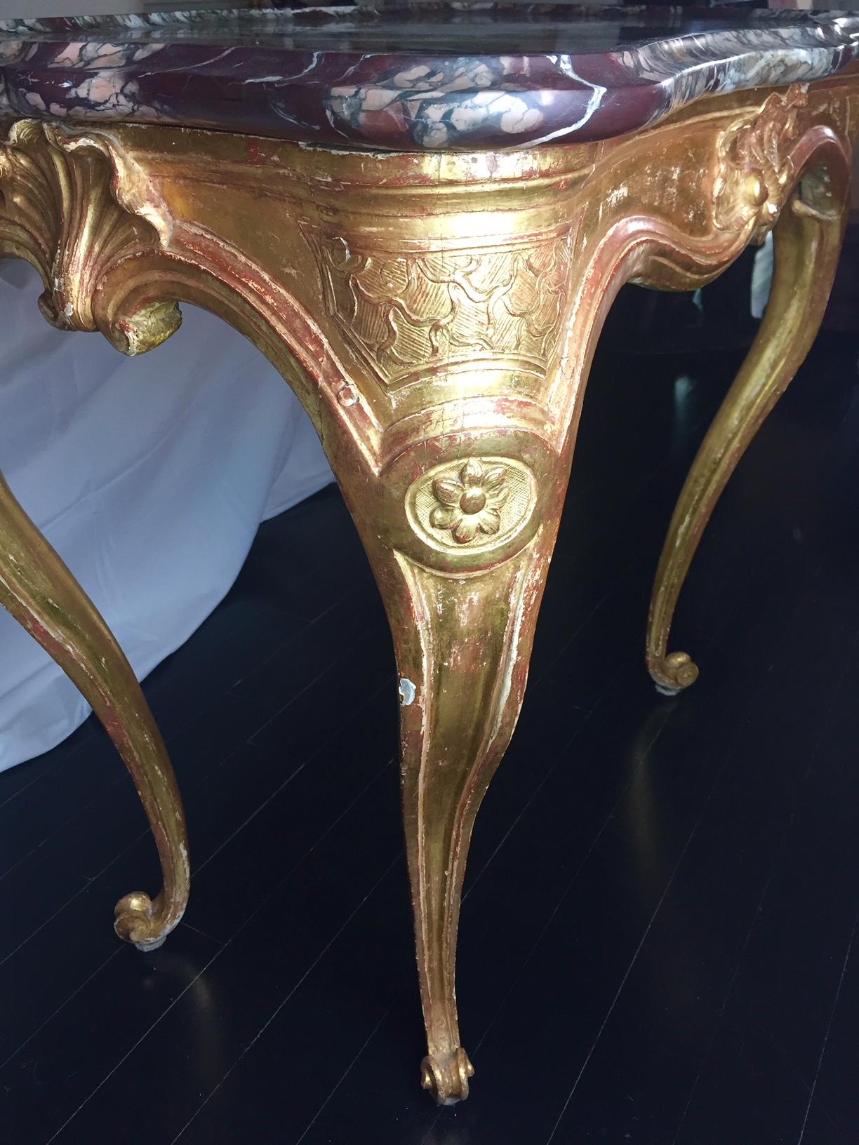 18th Century and Earlier French 18th Century Louis XV Gilt Gesso Centre Table
