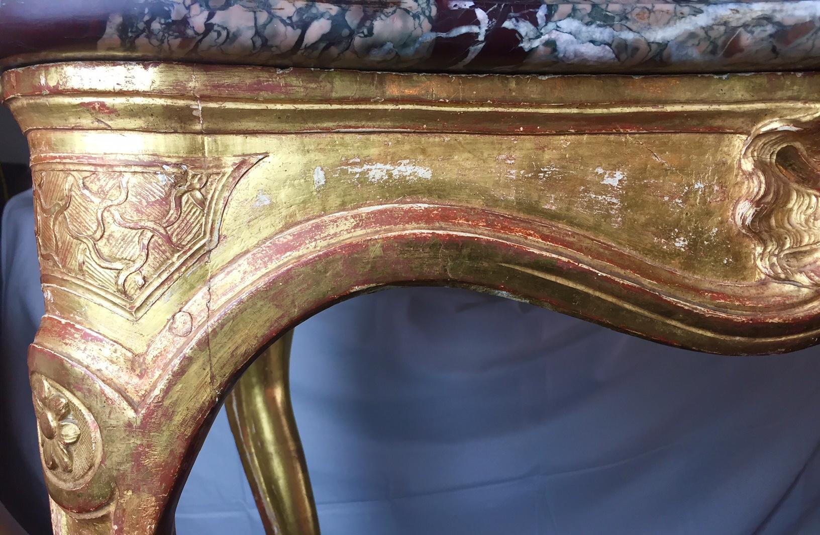 Marble French 18th Century Louis XV Gilt Gesso Centre Table