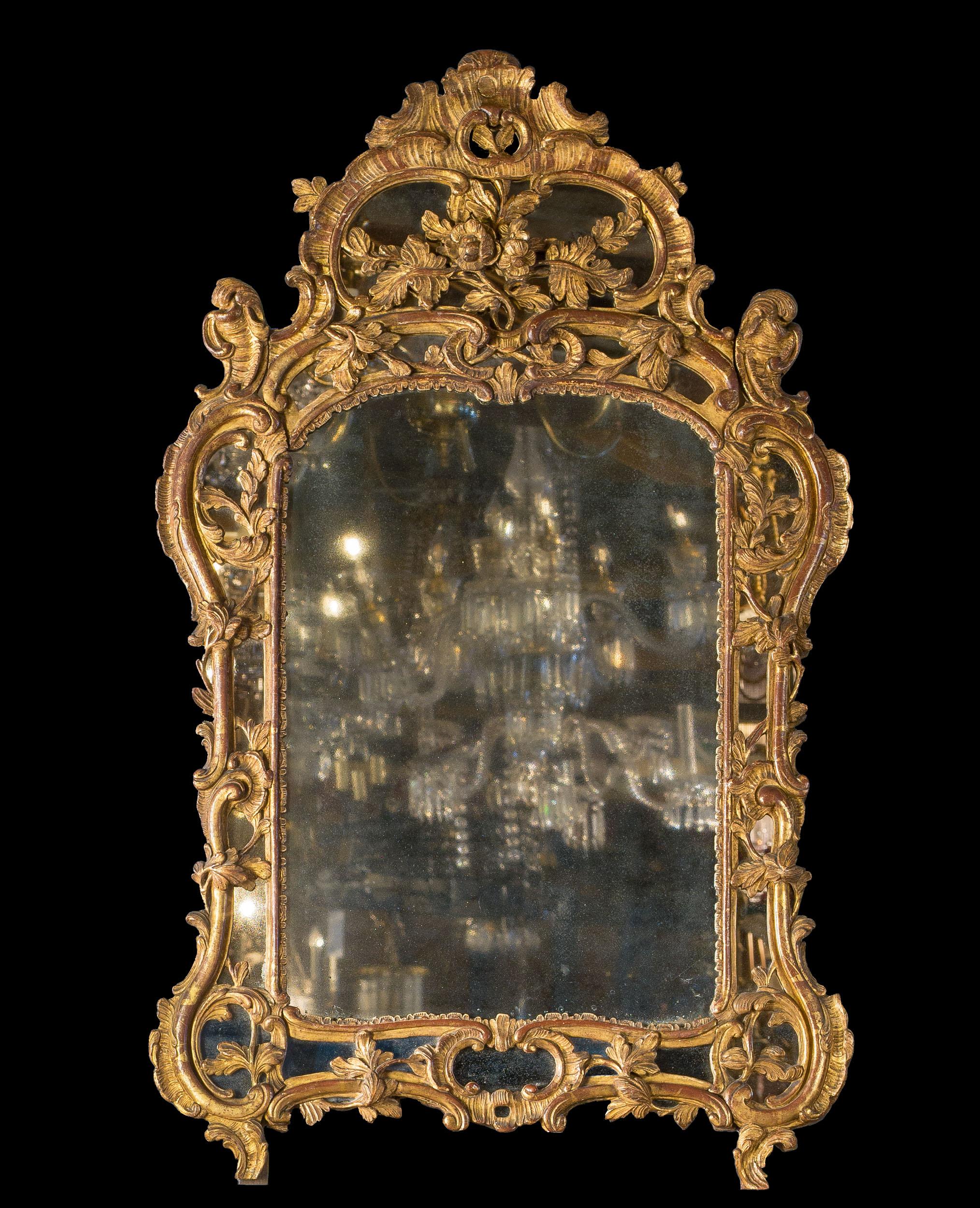 Rococo French 18th Century Louis XV Giltwood Mirror