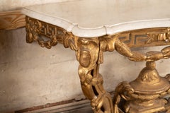 French 18th Century Louis XV Gold Leafed Marble Top Console