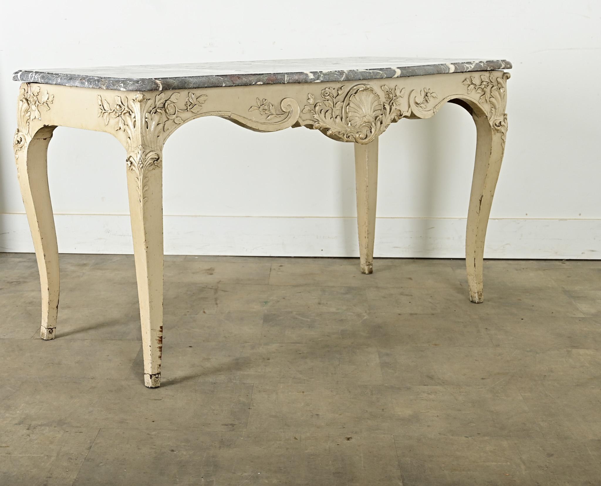 French 18th Century Louis XV Marble Top Console For Sale 8