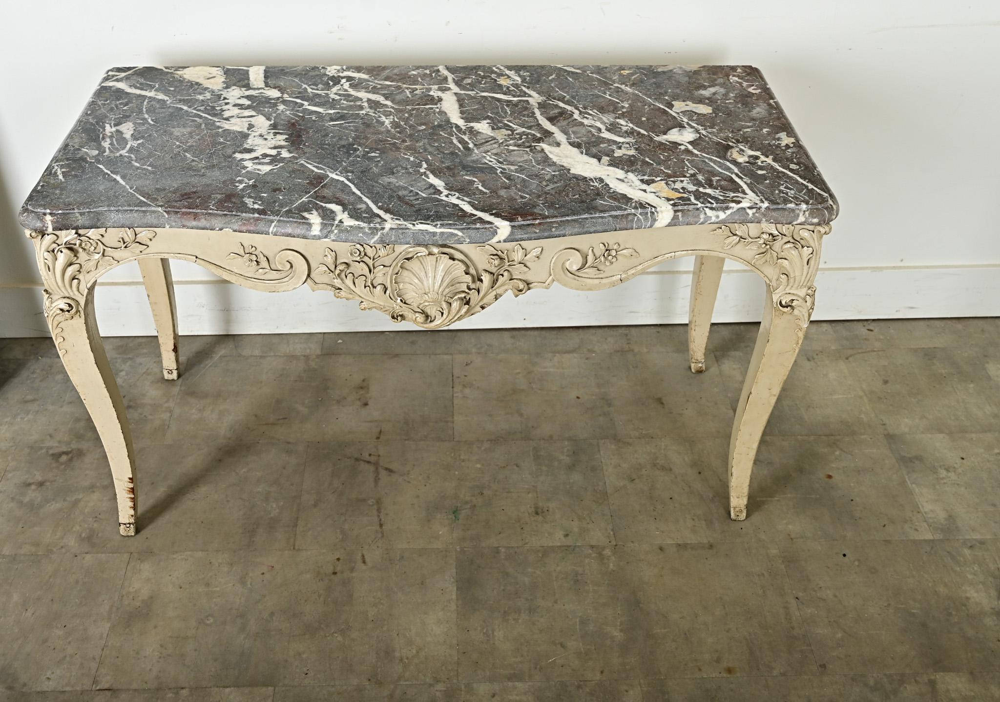 18th Century and Earlier French 18th Century Louis XV Marble Top Console For Sale