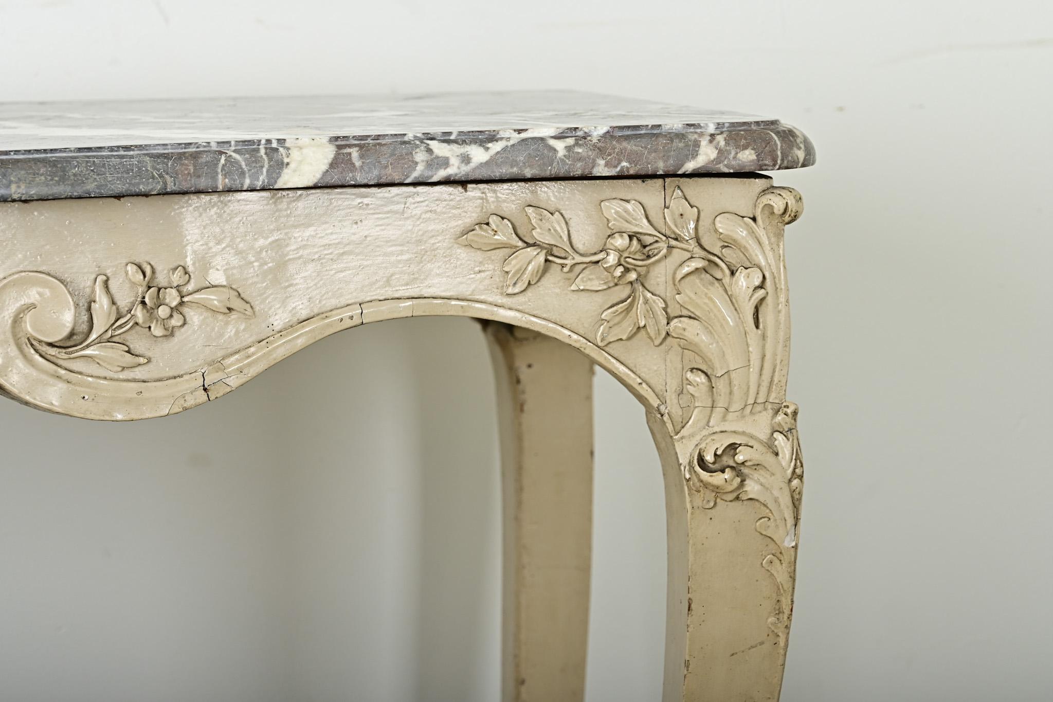 French 18th Century Louis XV Marble Top Console For Sale 1