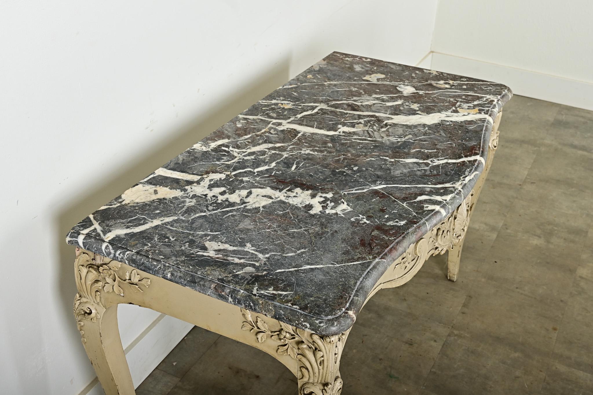 French 18th Century Louis XV Marble Top Console For Sale 3