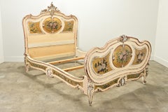 French 18th Century Louis XV Painted & Gilt Queen Bed