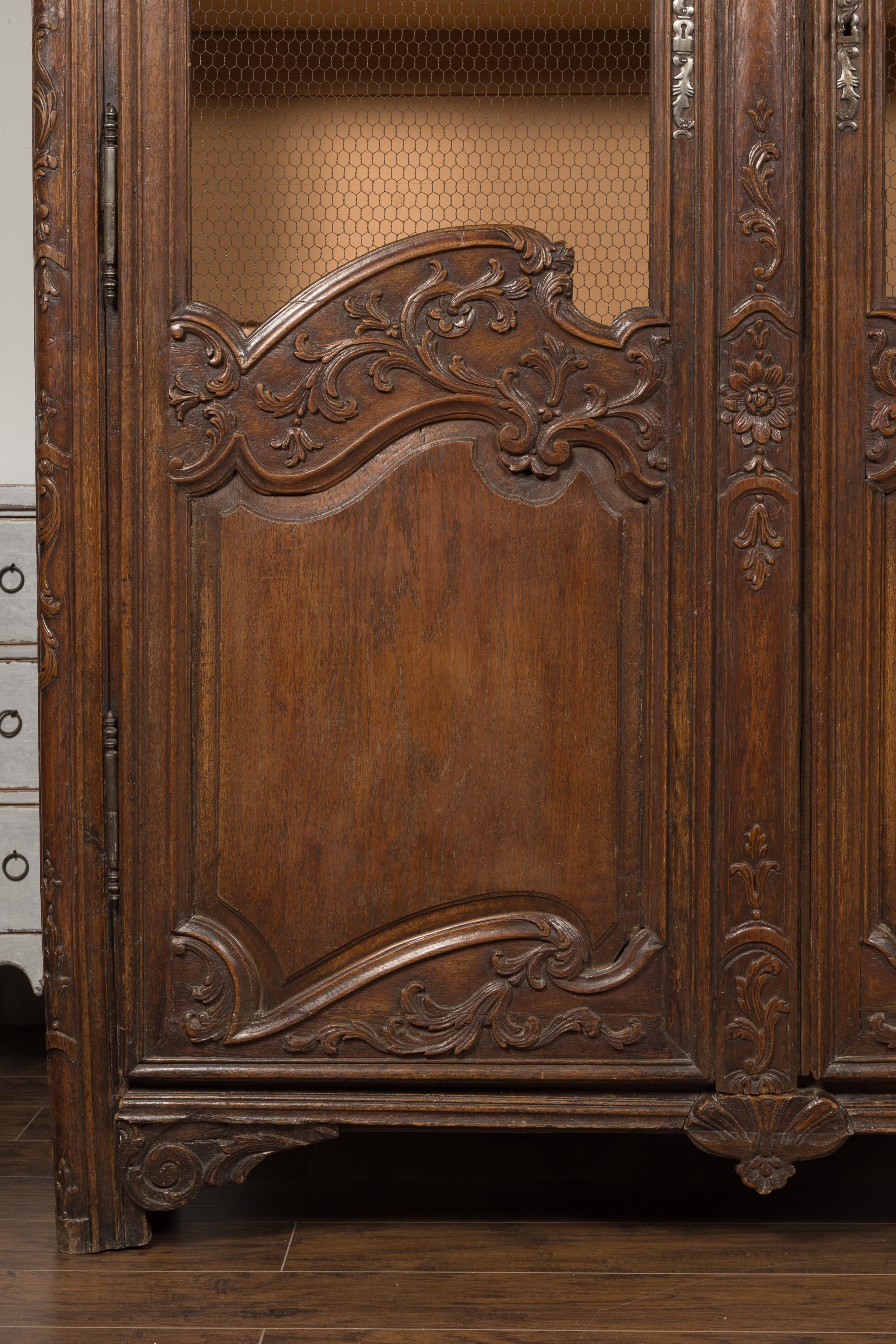 French 18th Century Louis XV Period Carved Bookcase with Chicken Wire Doors 2