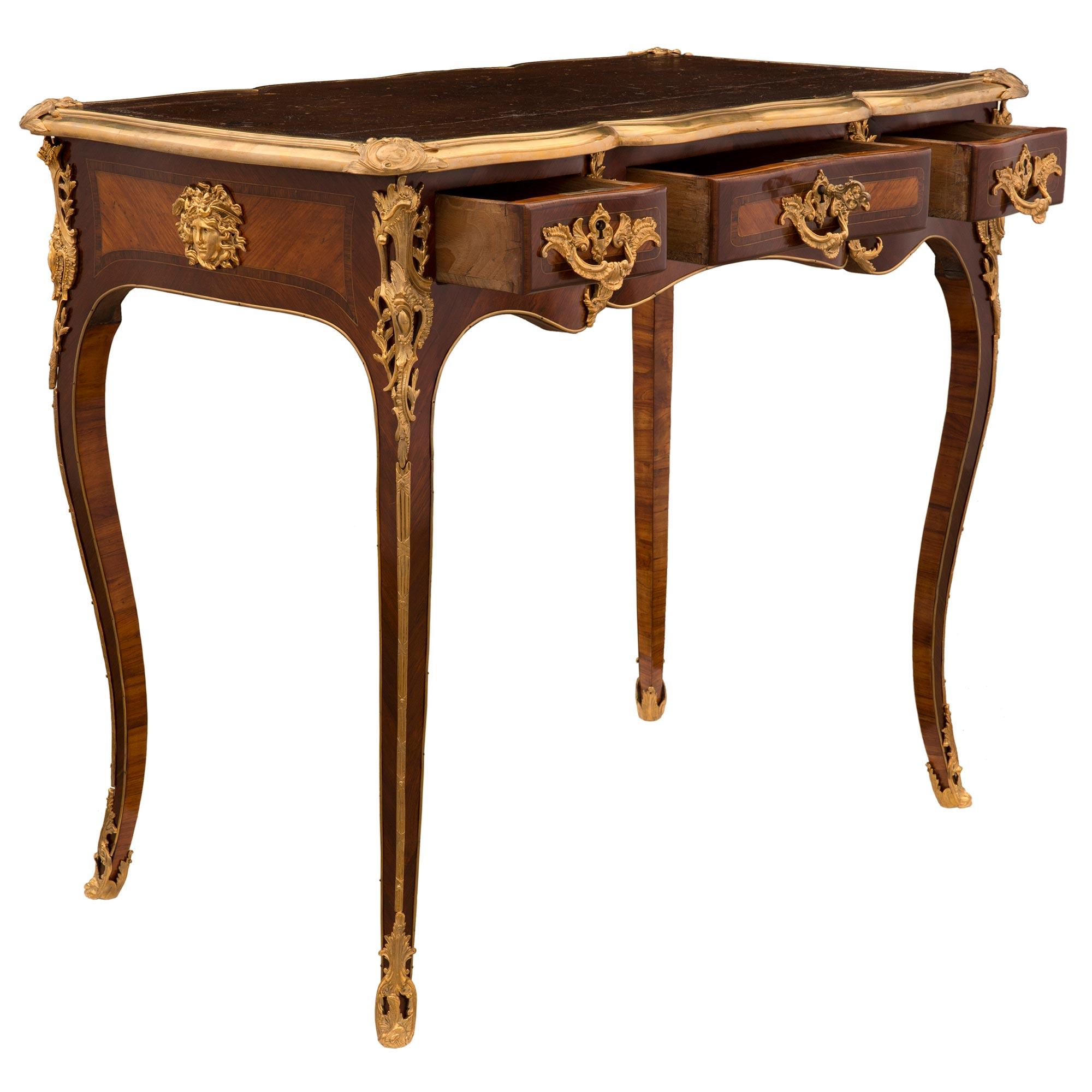 18th Century and Earlier French 18th Century Louis XV Period French Desk in Kingwood and Tulipwood For Sale