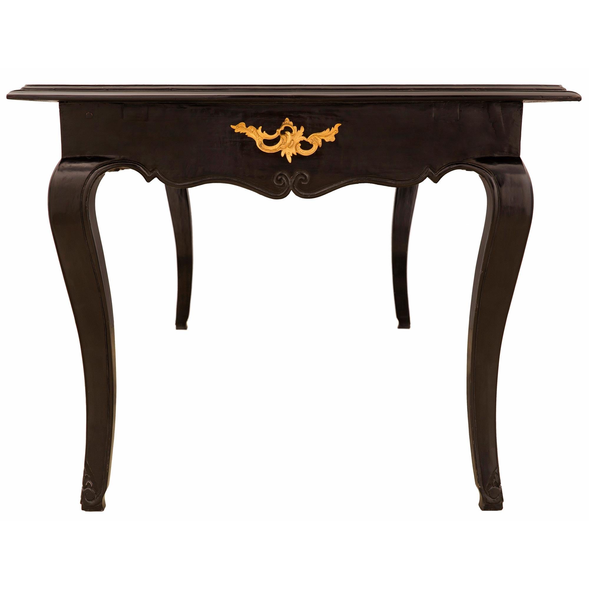 18th Century and Earlier French 18th Century Louis XV Period Fruitwood and Ormolu Library Table/Desk For Sale