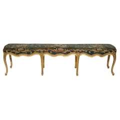 French 18th Century Louis XV Period Giltwood and Aubusson Tapestry Bench