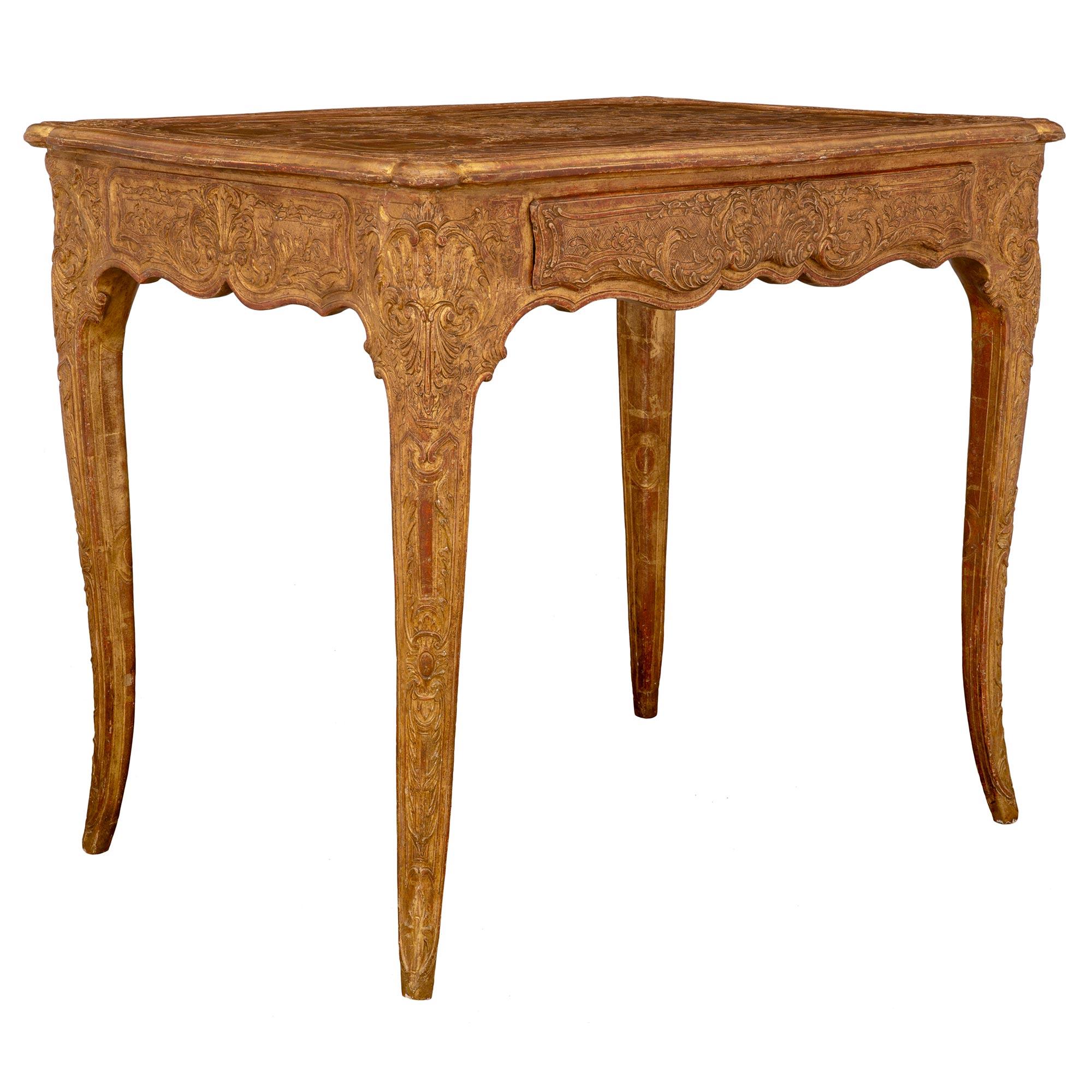 French 18th Century Louis XV Period Giltwood Side Table In Good Condition In West Palm Beach, FL