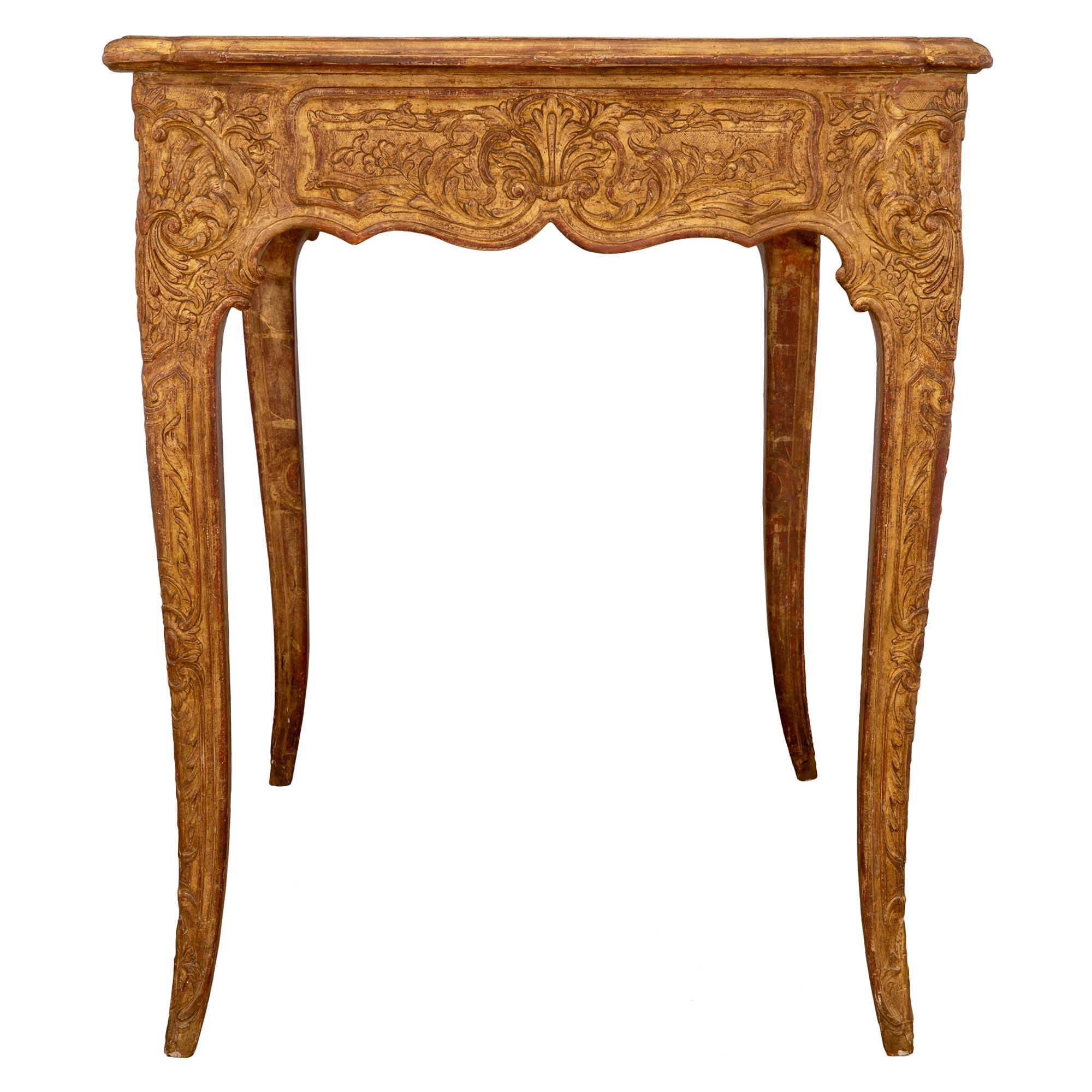 French 18th Century Louis XV Period Giltwood Side Table 1
