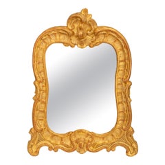 Specchio di vanità in legno dorato francese del XVIII secolo, periodo Luigi XV