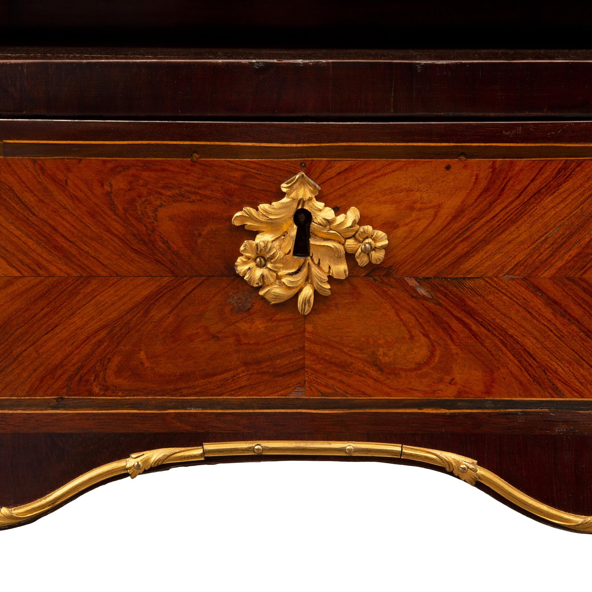 French 18th Century Louis XV Period Kingwood, Tulipwood and Ormolu Desk For Sale 6