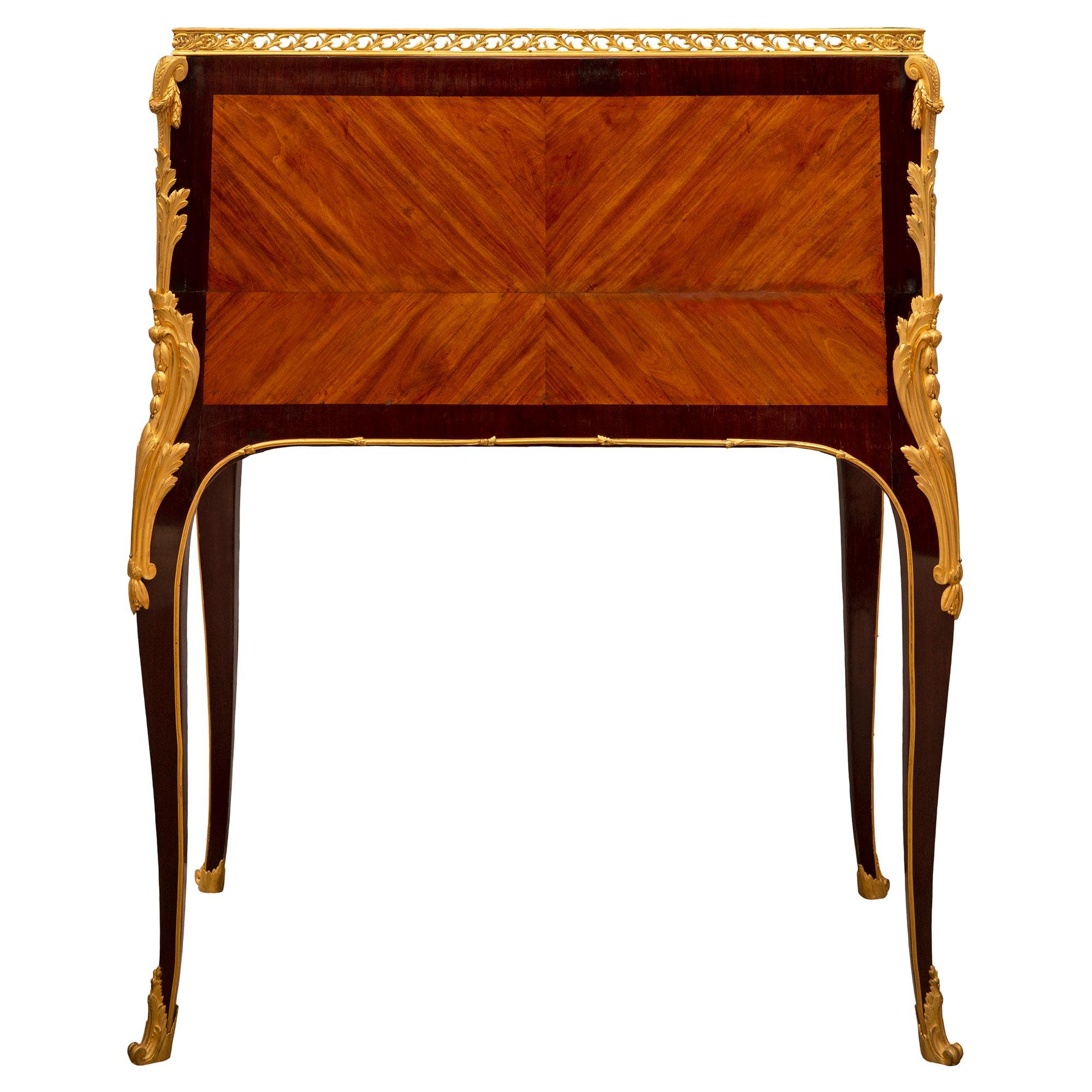 French 18th Century Louis XV Period Kingwood, Tulipwood and Ormolu Desk For Sale 1